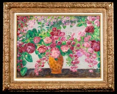 Arrangement de fleurs - Impressionist Still Life Painting Oil by Leon Detroy