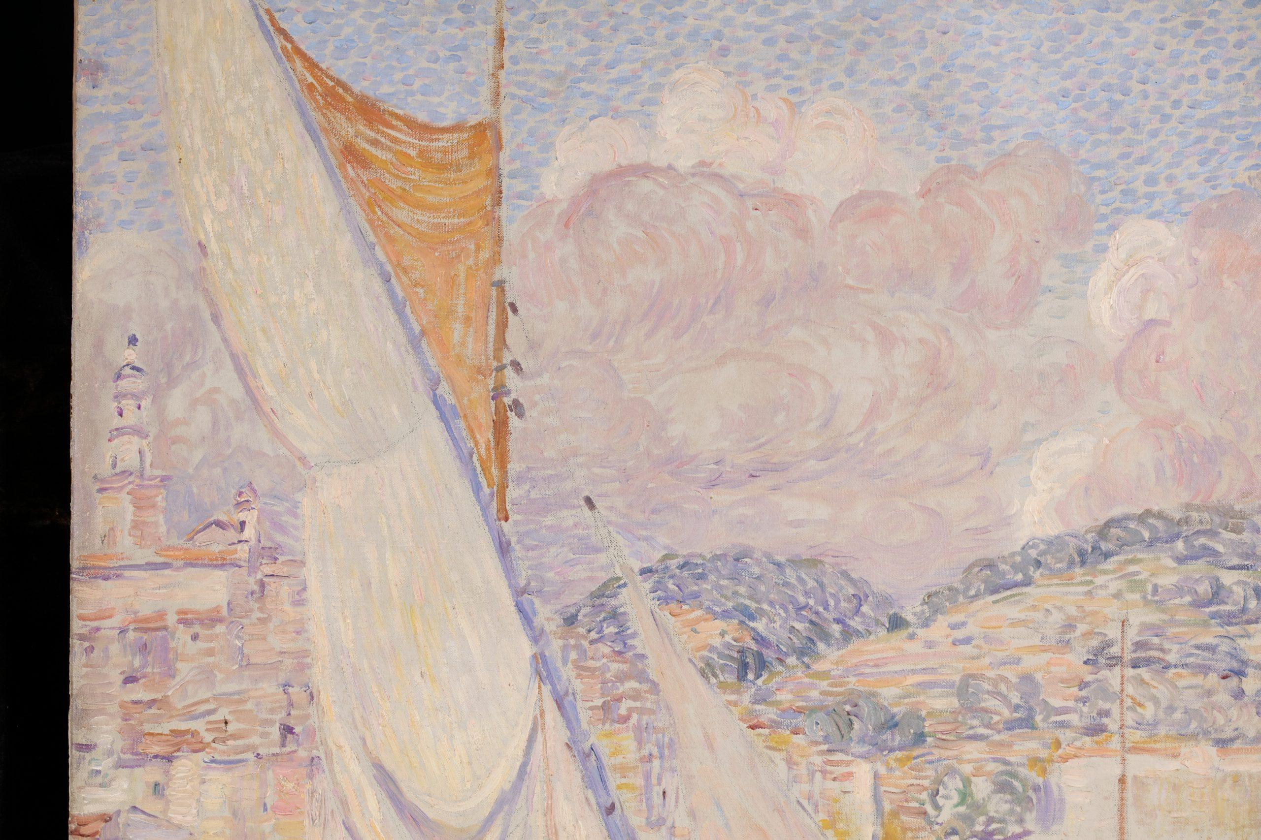 Boats in the harbour - Menton - Paysage post-impressionniste de Leon Detroy 14