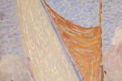 Boats in the harbour - Menton - Post Impressionist Landscape Oil by Leon Detroy