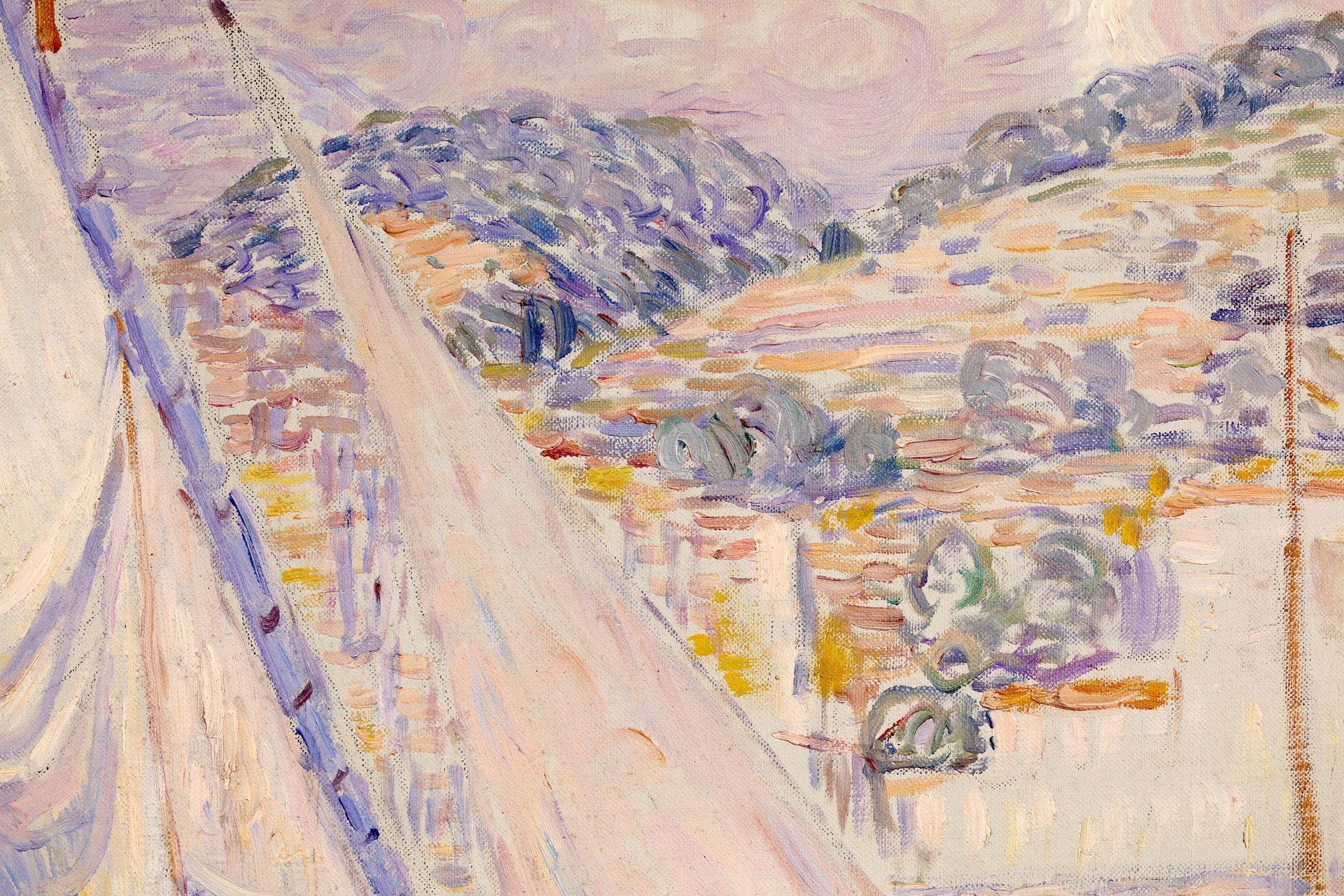 Boats in the harbour - Menton - Paysage post-impressionniste de Leon Detroy 6