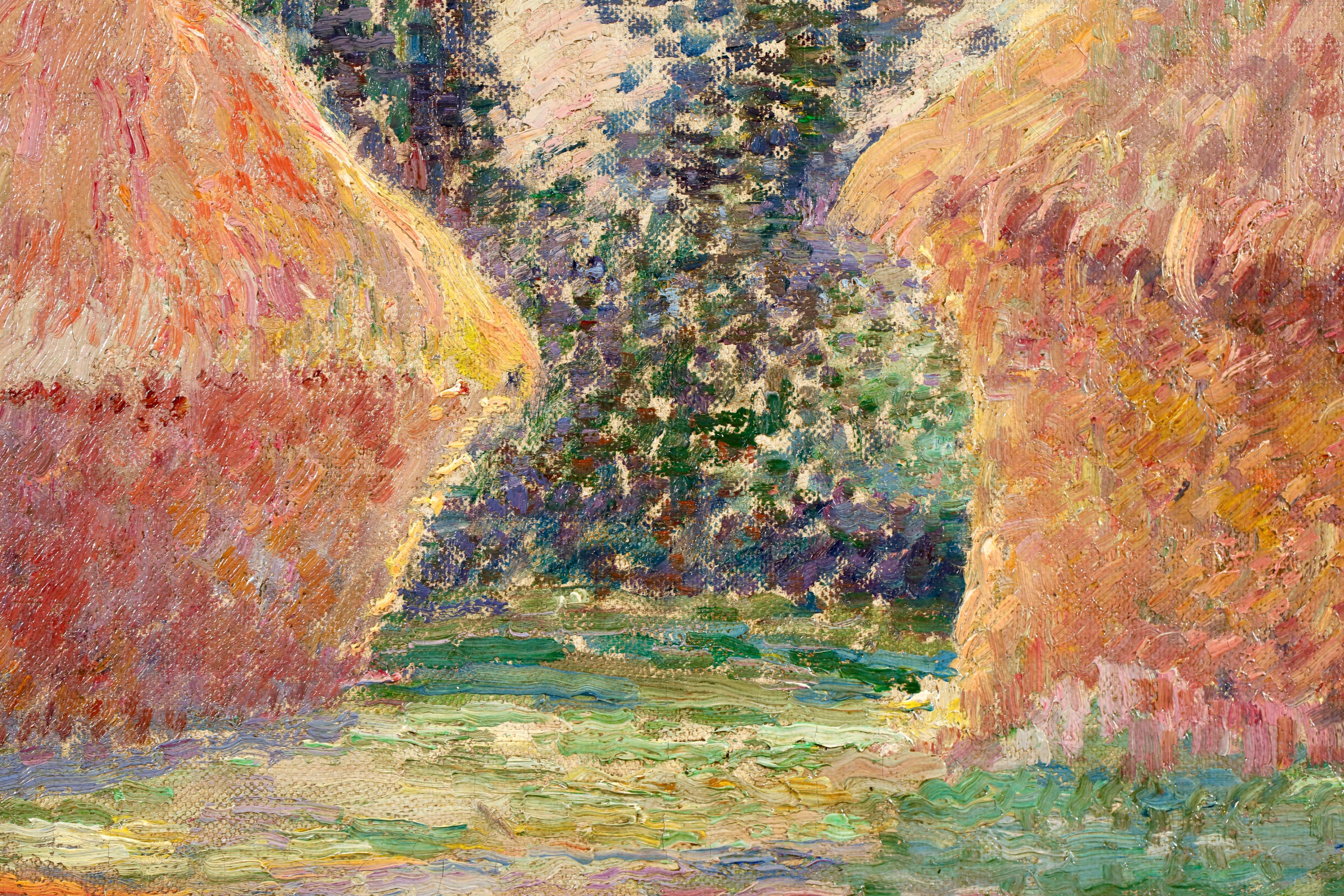 Les Meules - Post Impressionist Divisionist Landscape Oil by Leon Detroy en vente 9