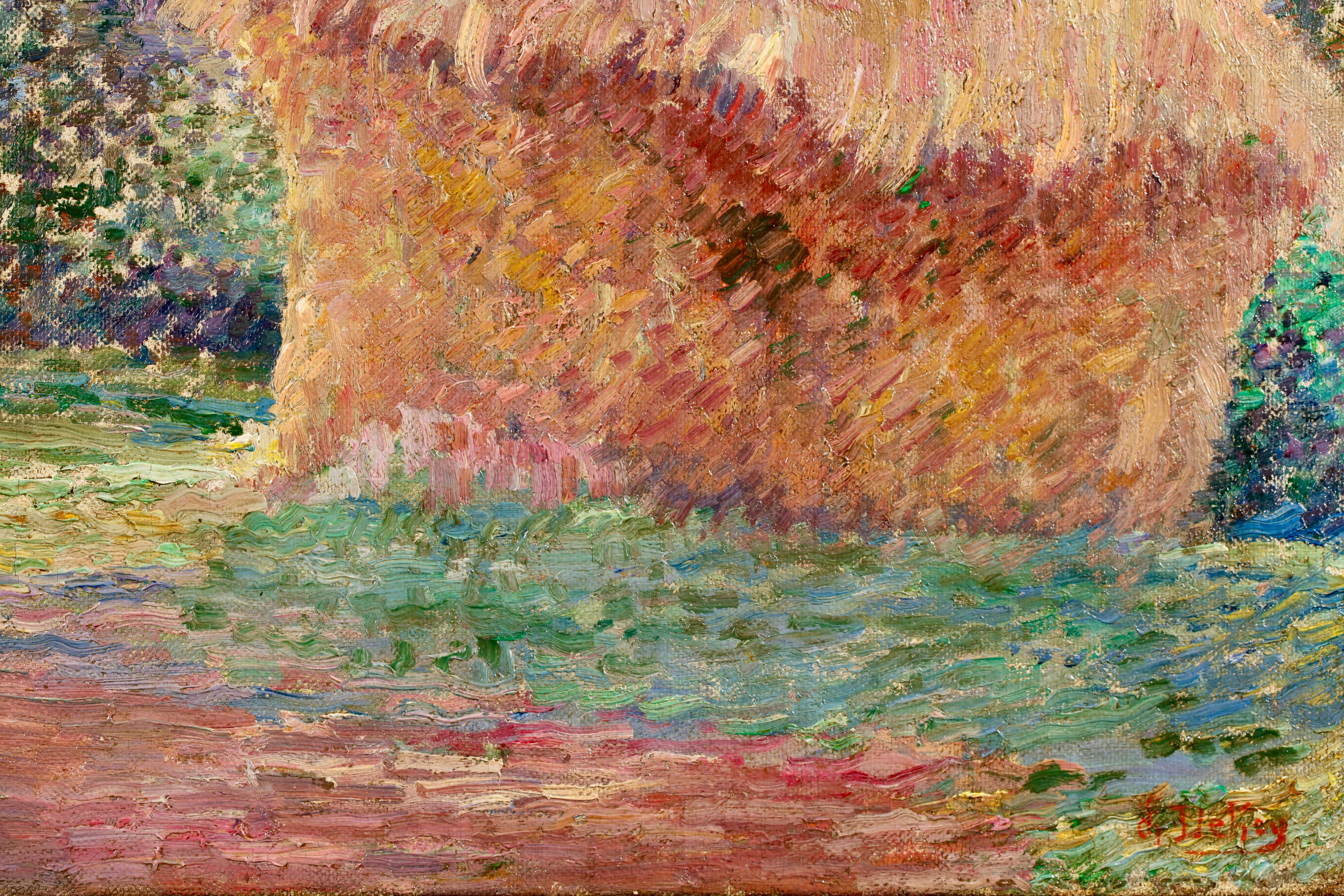 Les Meules - Post Impressionist Divisionist Landscape Oil by Leon Detroy en vente 5