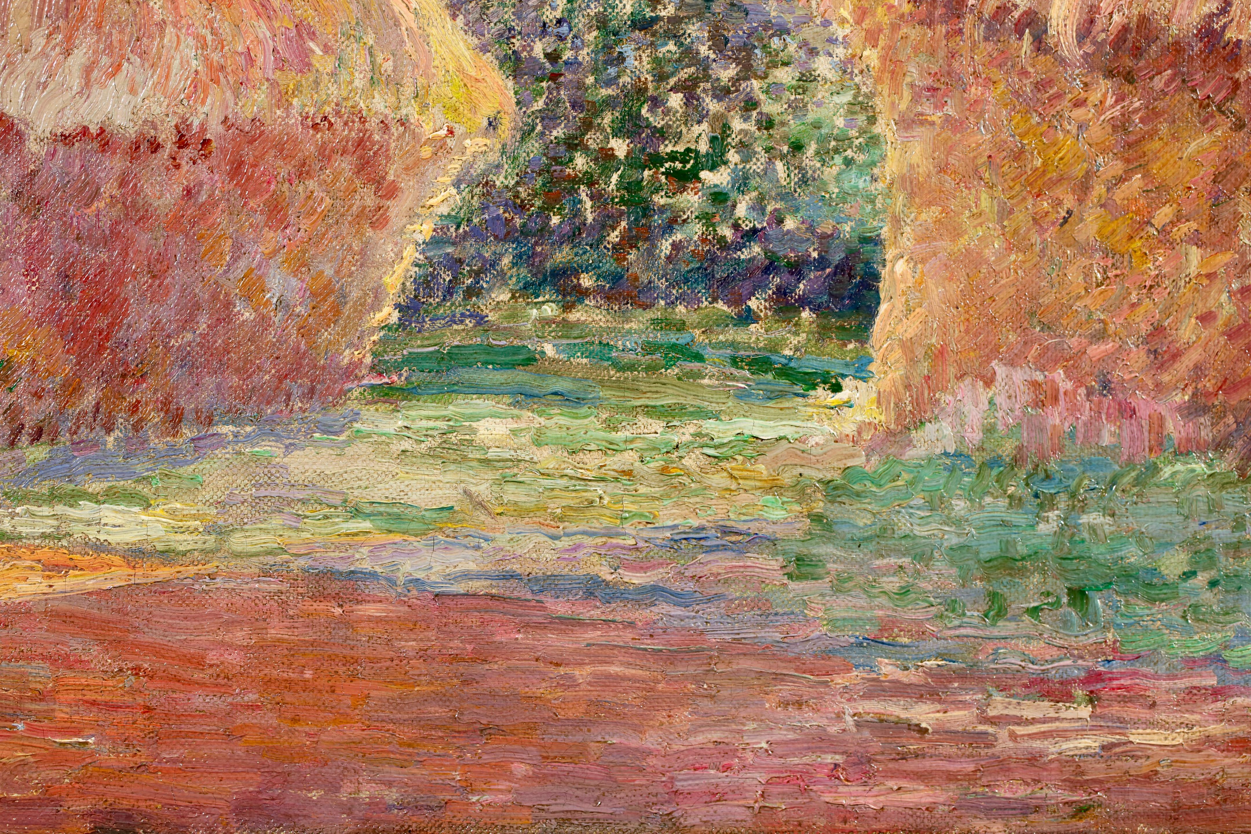 Les Meules - Post Impressionist Divisionist Landscape Oil by Leon Detroy en vente 6