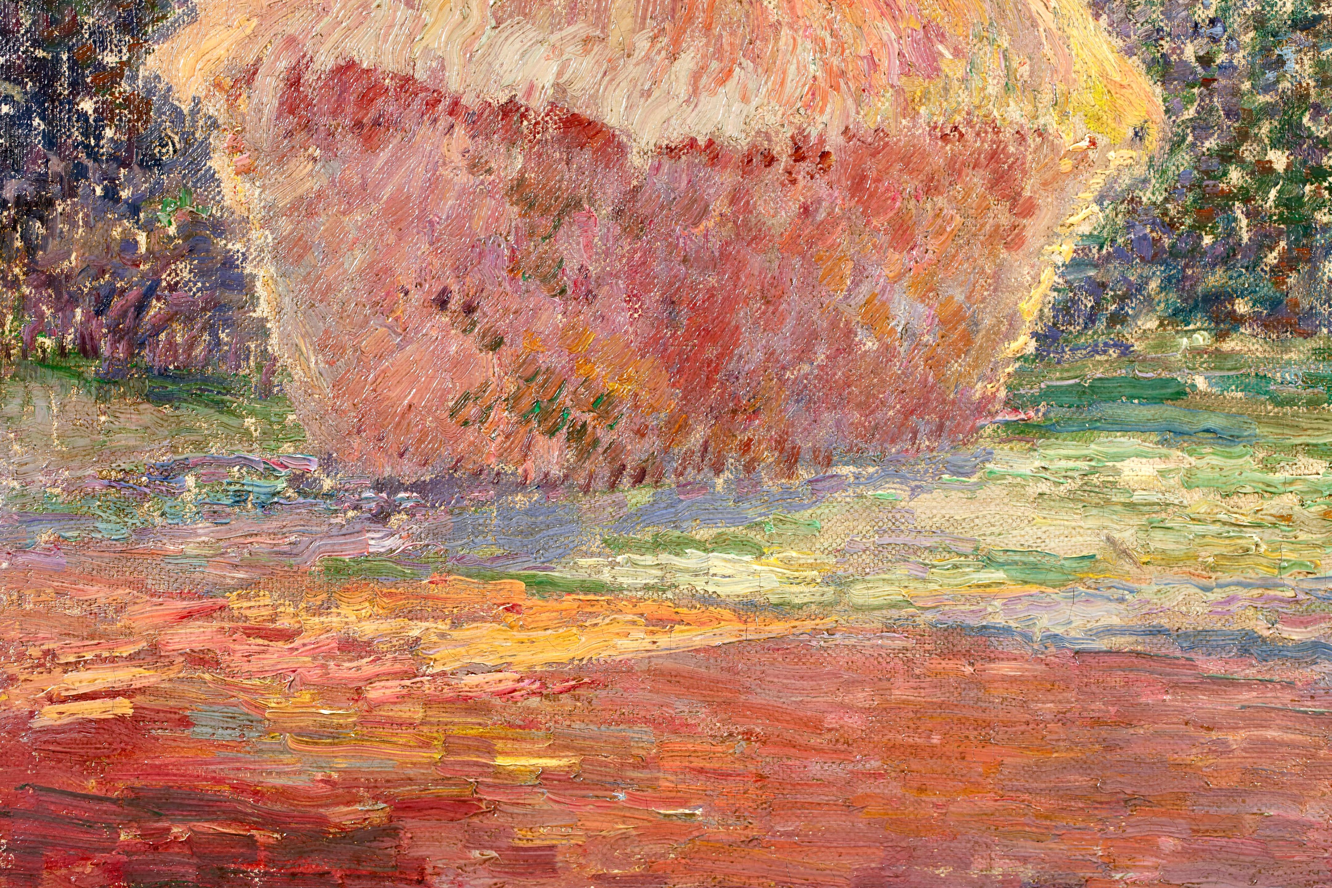 Les Meules - Post Impressionist Divisionist Landscape Oil by Leon Detroy en vente 7