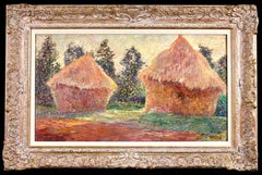 Les Meules - Post Impressionist Divisionist Landscape Oil by Leon Detroy