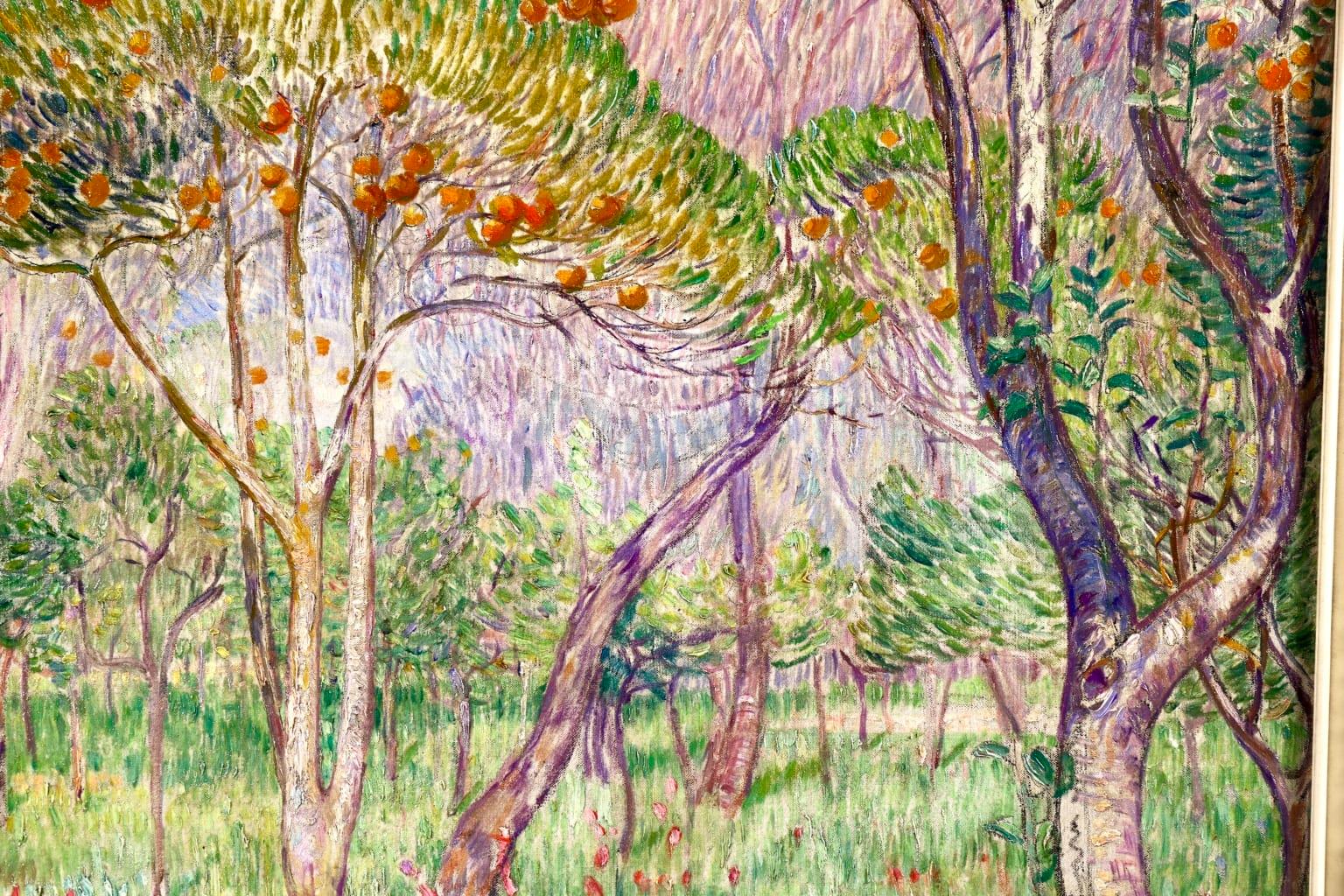 Orange Orchard - Post Impressionist Oil, Trees in Landscape by Leon Detroy 6