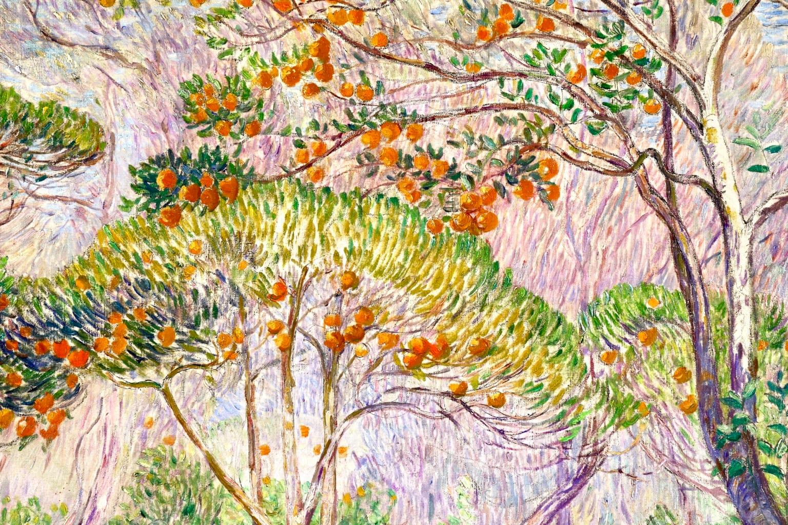Orange Orchard - Post Impressionist Oil, Trees in Landscape by Leon Detroy 7