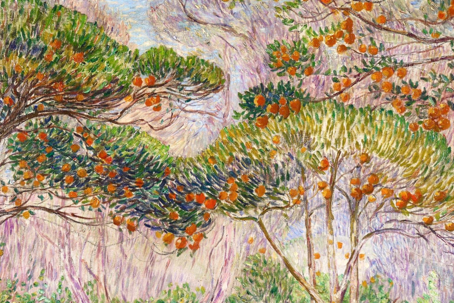 Orange Orchard - Post Impressionist Oil, Trees in Landscape by Leon Detroy 8