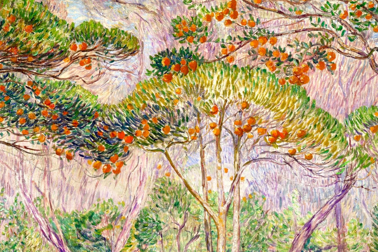 Orange Orchard - Post Impressionist Oil, Trees in Landscape by Leon Detroy 1