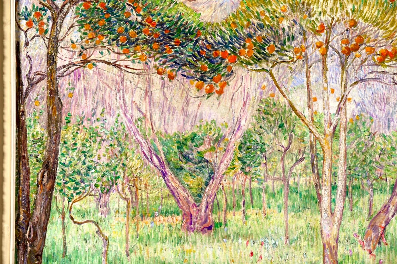 Orange Orchard - Post Impressionist Oil, Trees in Landscape by Leon Detroy 2