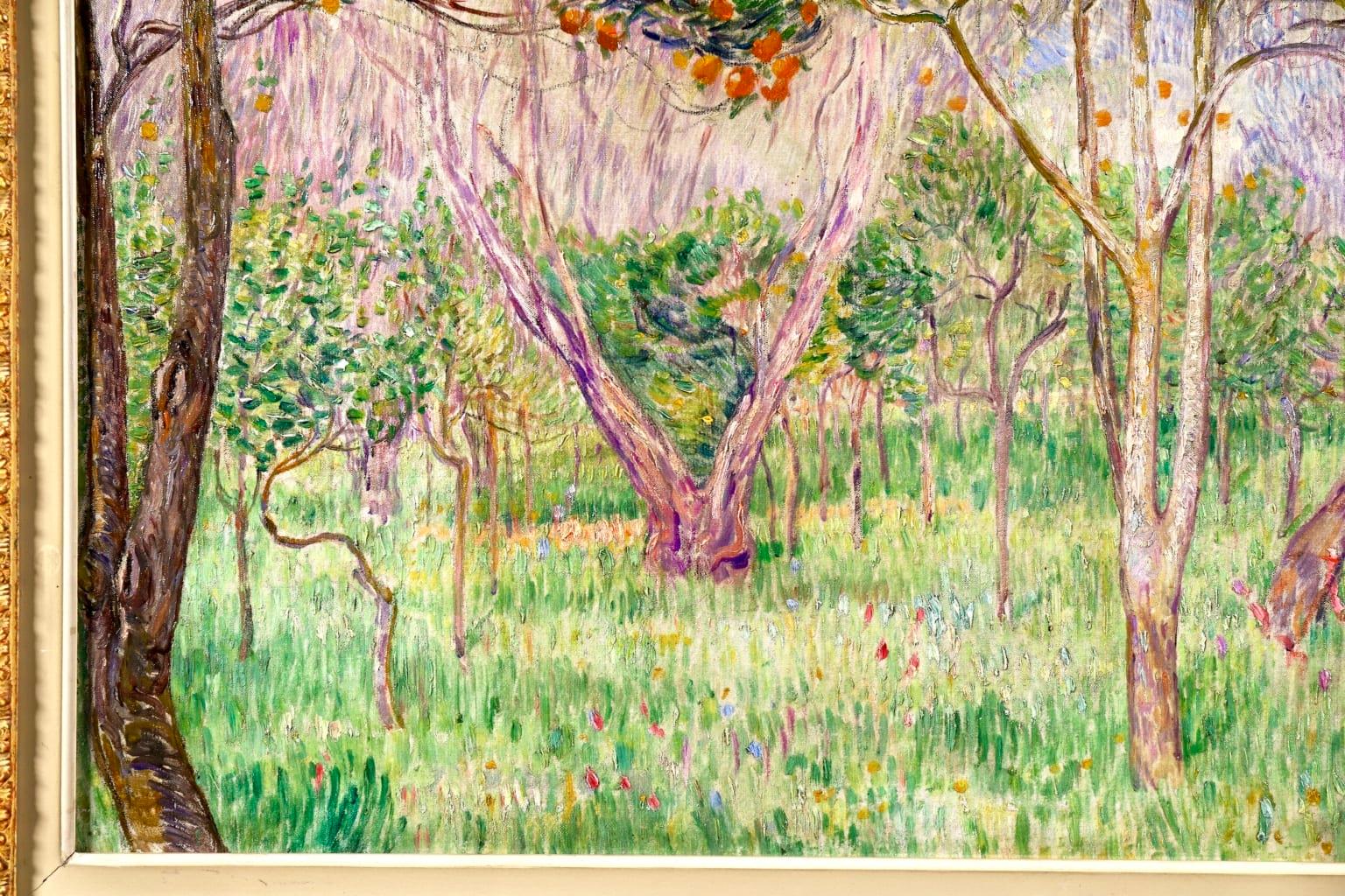 Orange Orchard - Post Impressionist Oil, Trees in Landscape by Leon Detroy 3