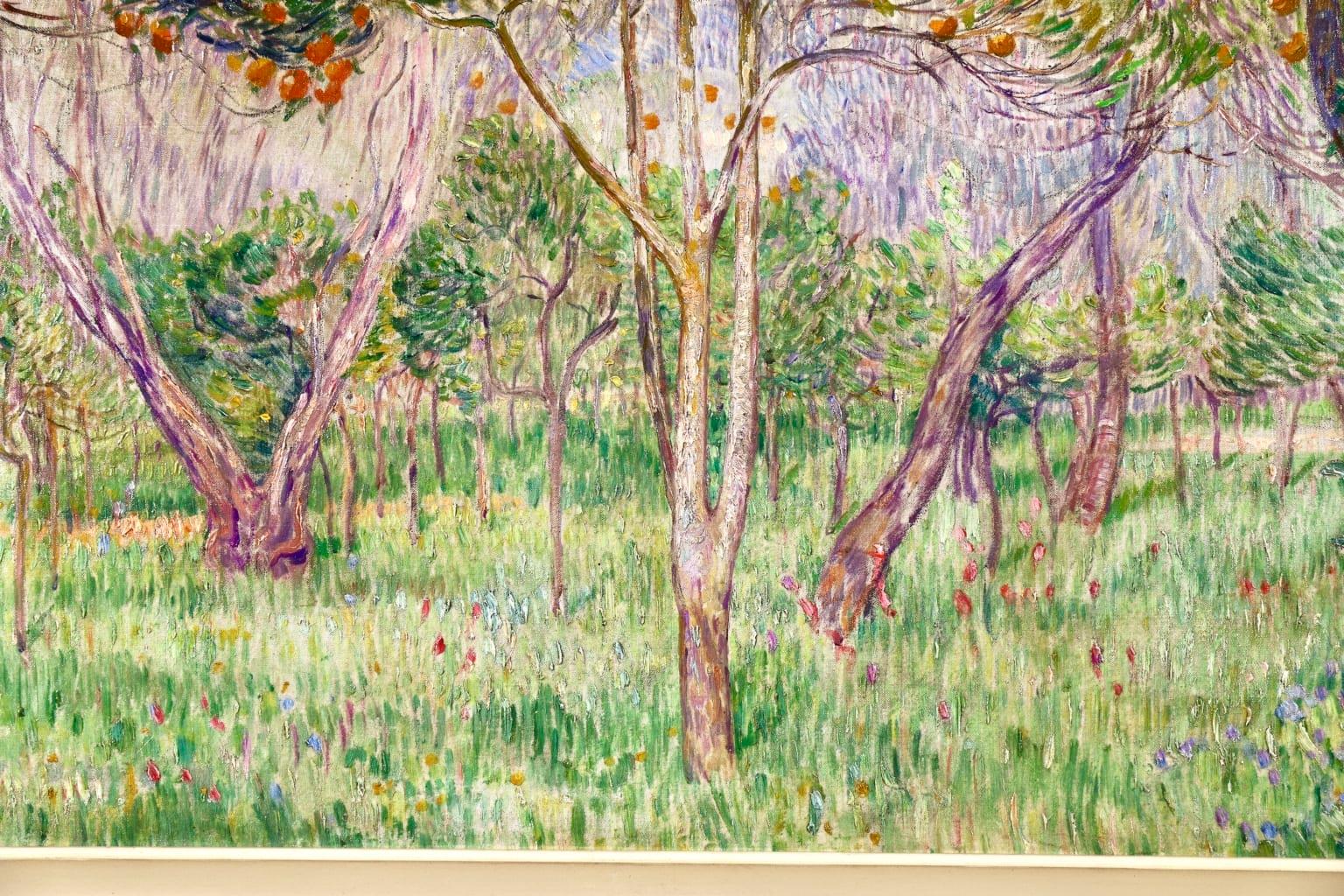 Orange Orchard - Post Impressionist Oil, Trees in Landscape by Leon Detroy 4