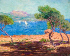 Paysage D'Agay - Huile post-impressionniste, Paysage côtier par Leon Detroy