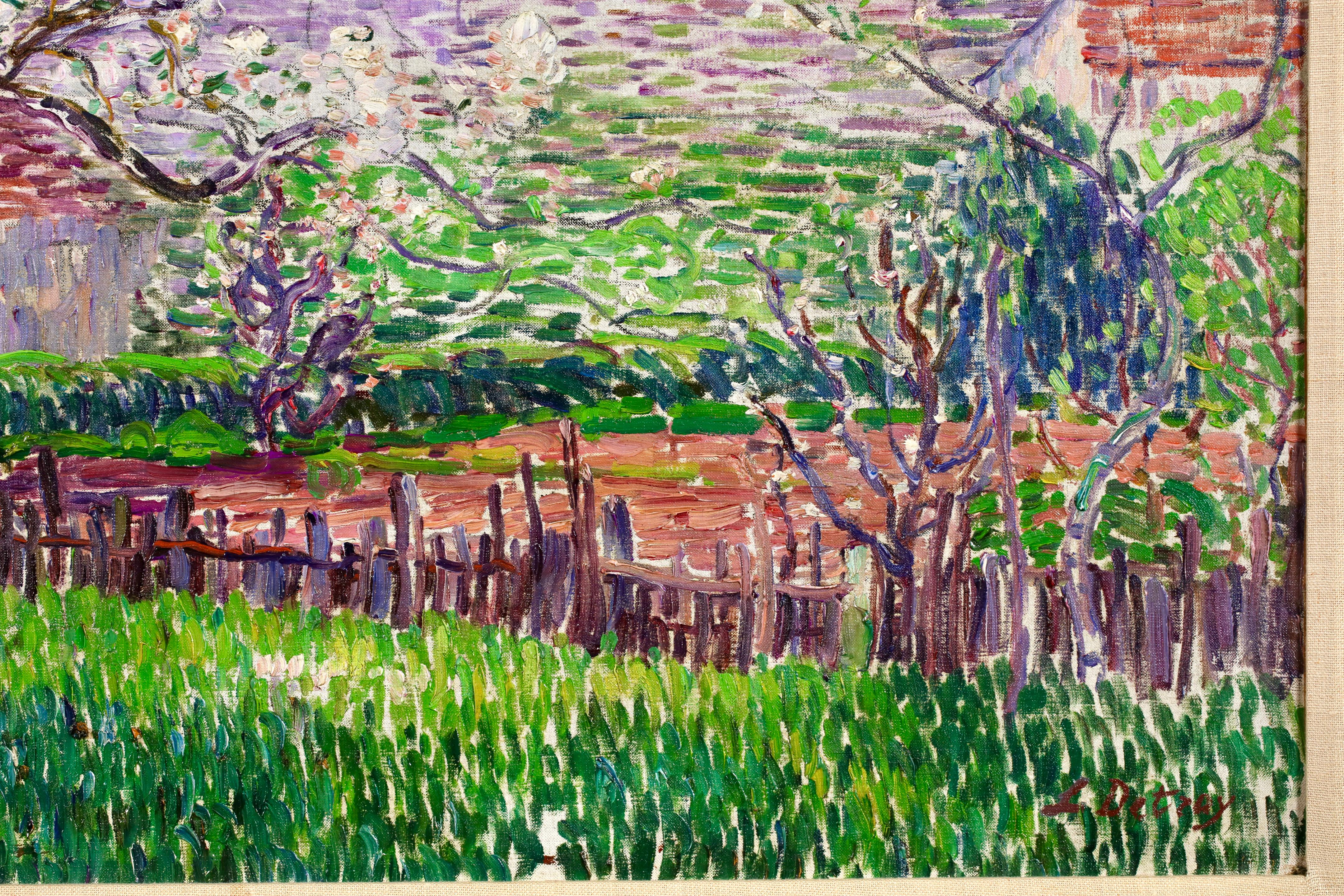 Pommiers en Fleurs - Huile de paysage divisionniste post-impressionniste de Leon Detroy en vente 7