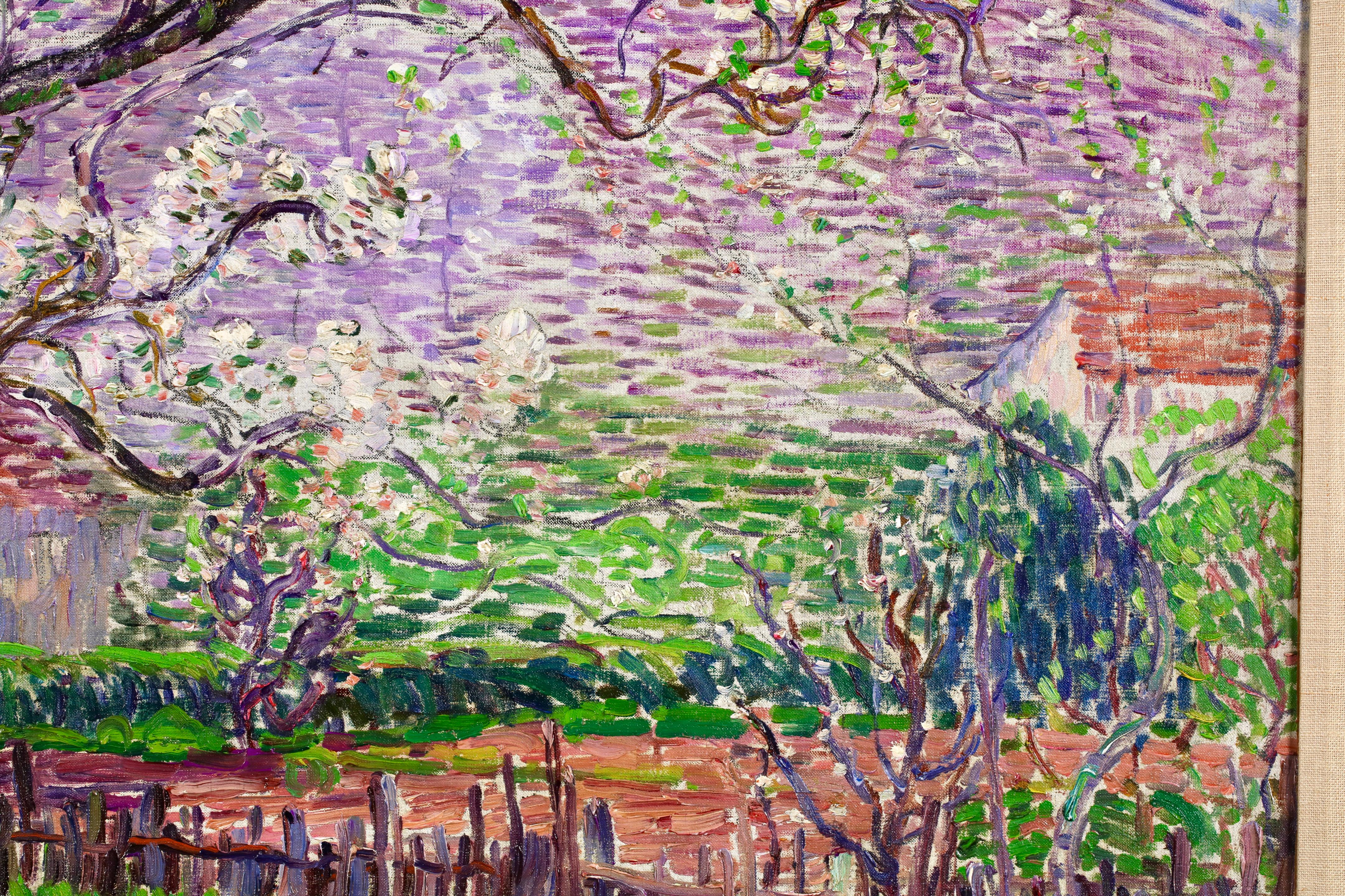 Pommiers en Fleurs - Huile de paysage divisionniste post-impressionniste de Leon Detroy en vente 8