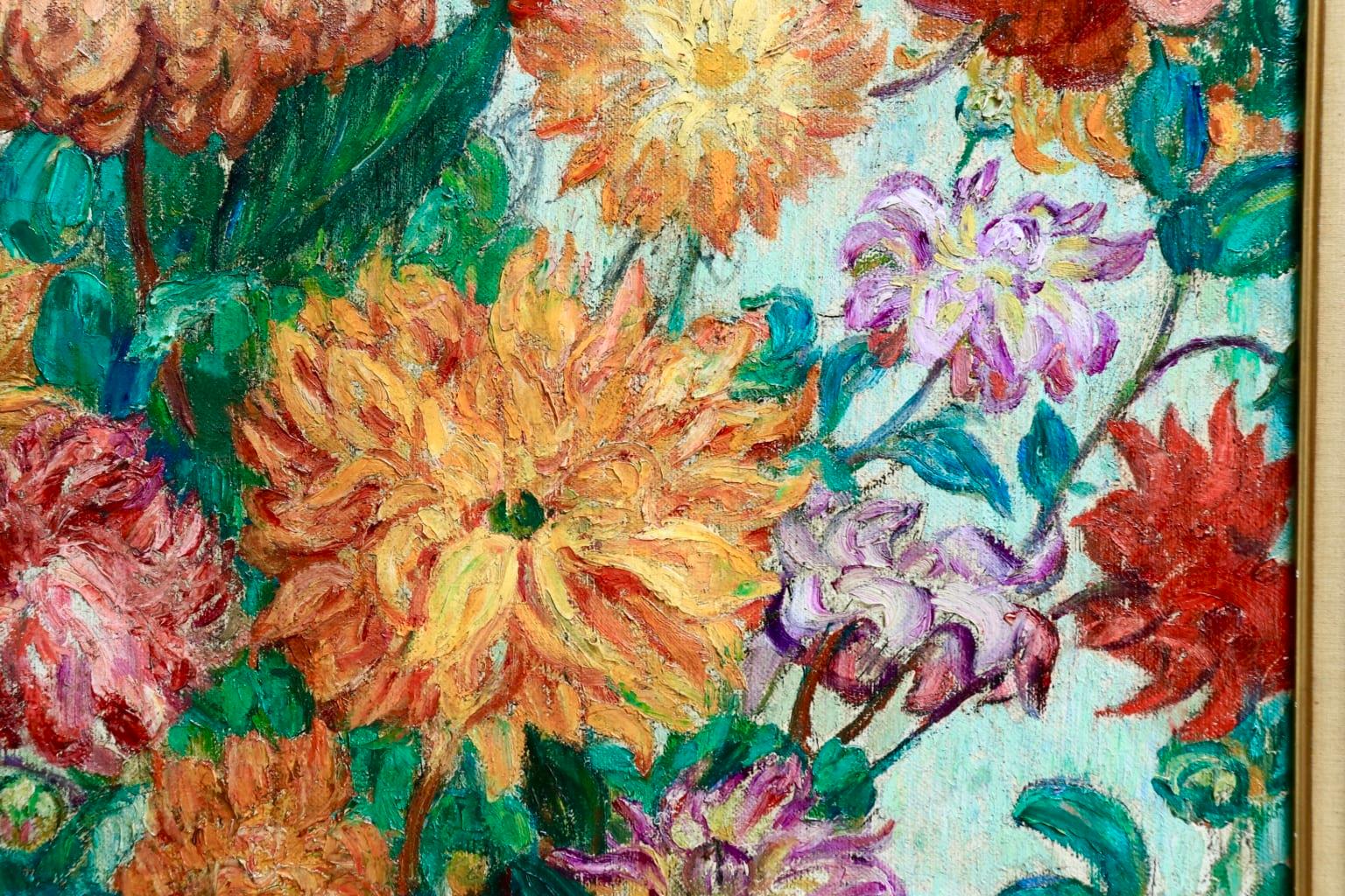 Un grand bouquet de fleurs - Impressionist Oil, Still Life Flowers - Leon Detroy 10