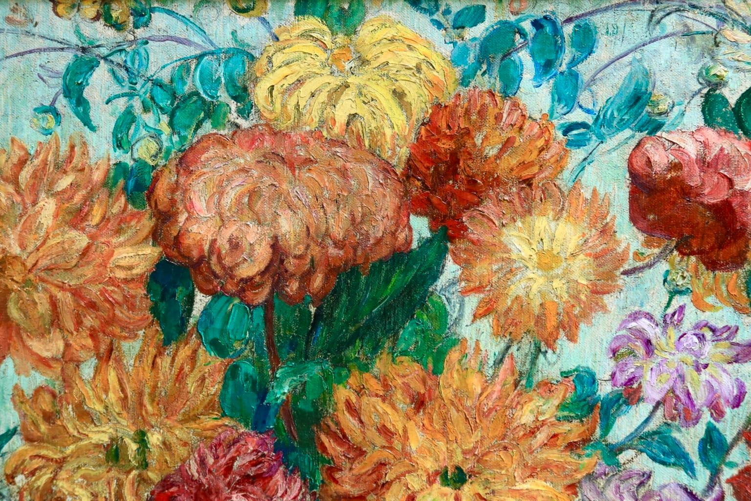 Un grand bouquet de fleurs - Impressionist Oil, Still Life Flowers - Leon Detroy 2