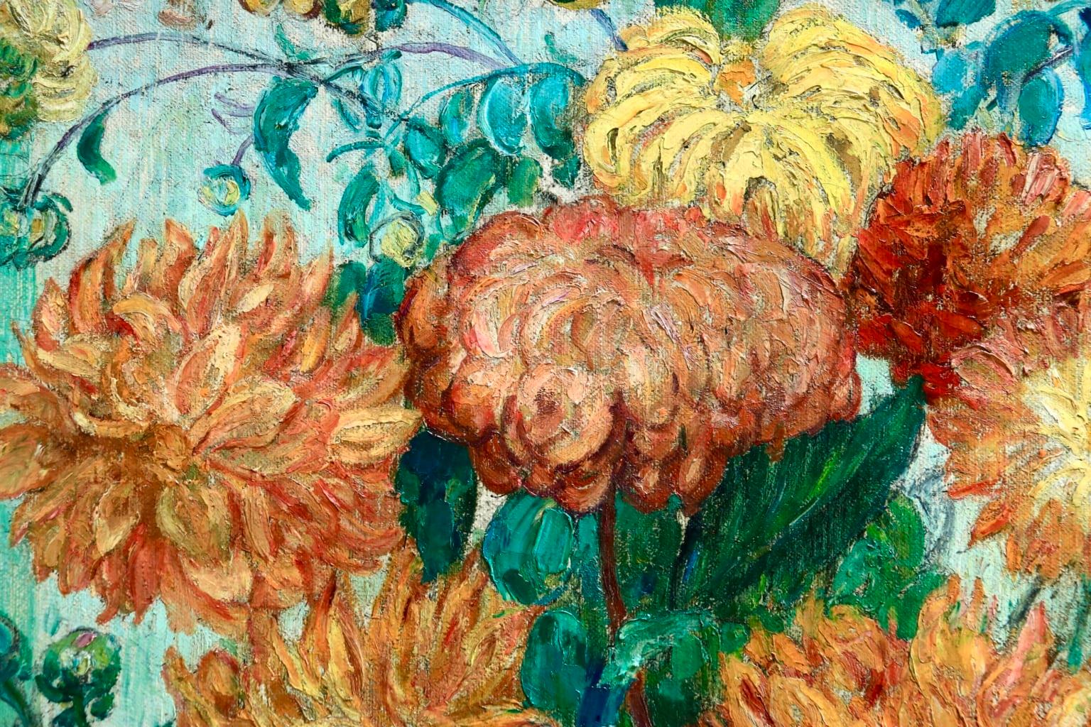Un grand bouquet de fleurs - Impressionist Oil, Still Life Flowers - Leon Detroy 4