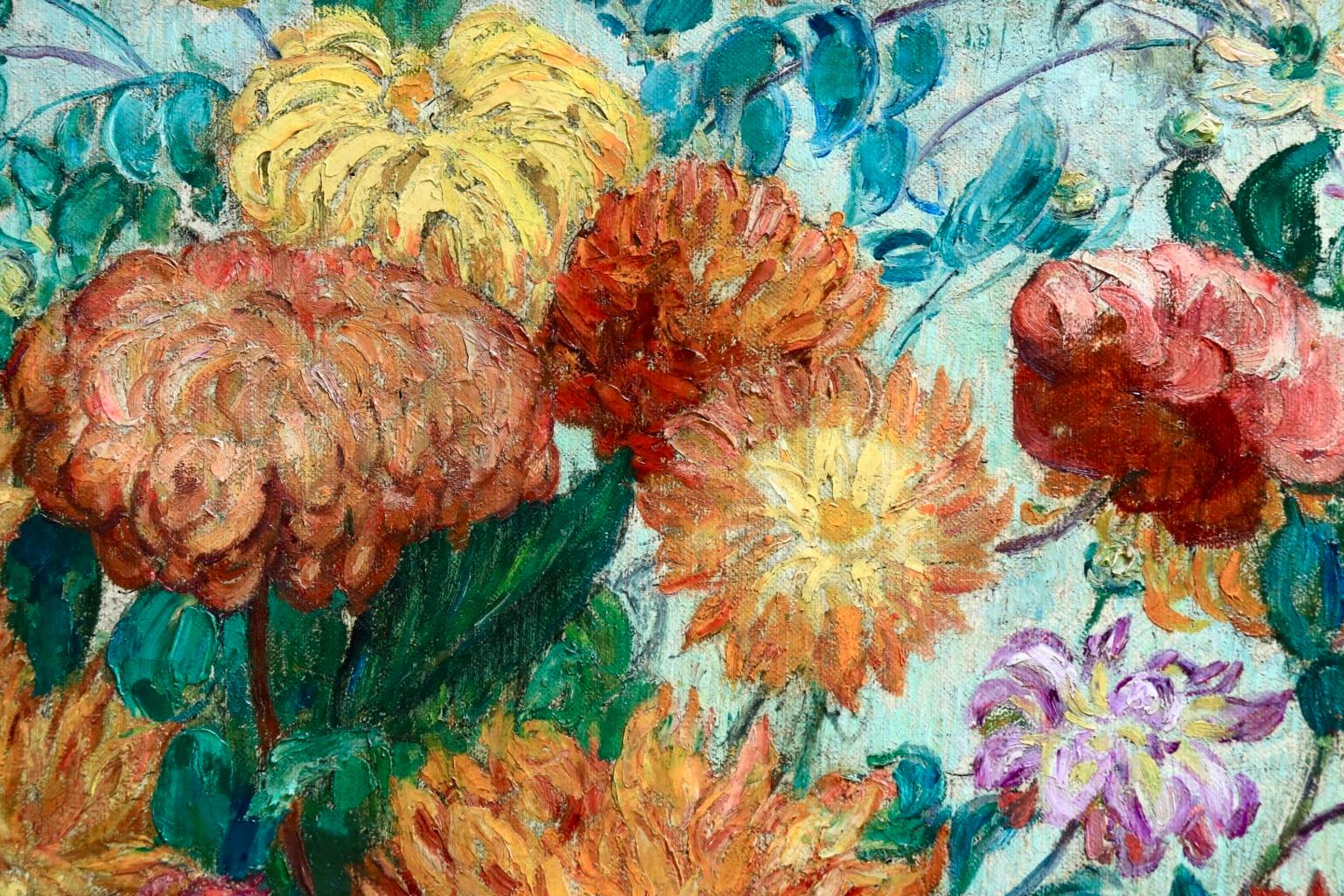Un grand bouquet de fleurs - Impressionist Oil, Still Life Flowers - Leon Detroy 5
