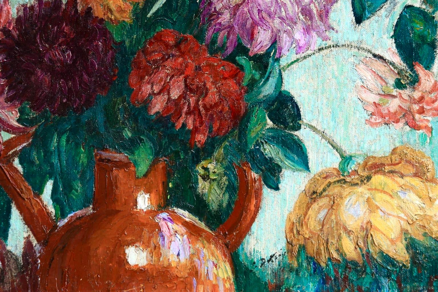 Un grand bouquet de fleurs - Impressionist Oil, Still Life Flowers - Leon Detroy 6