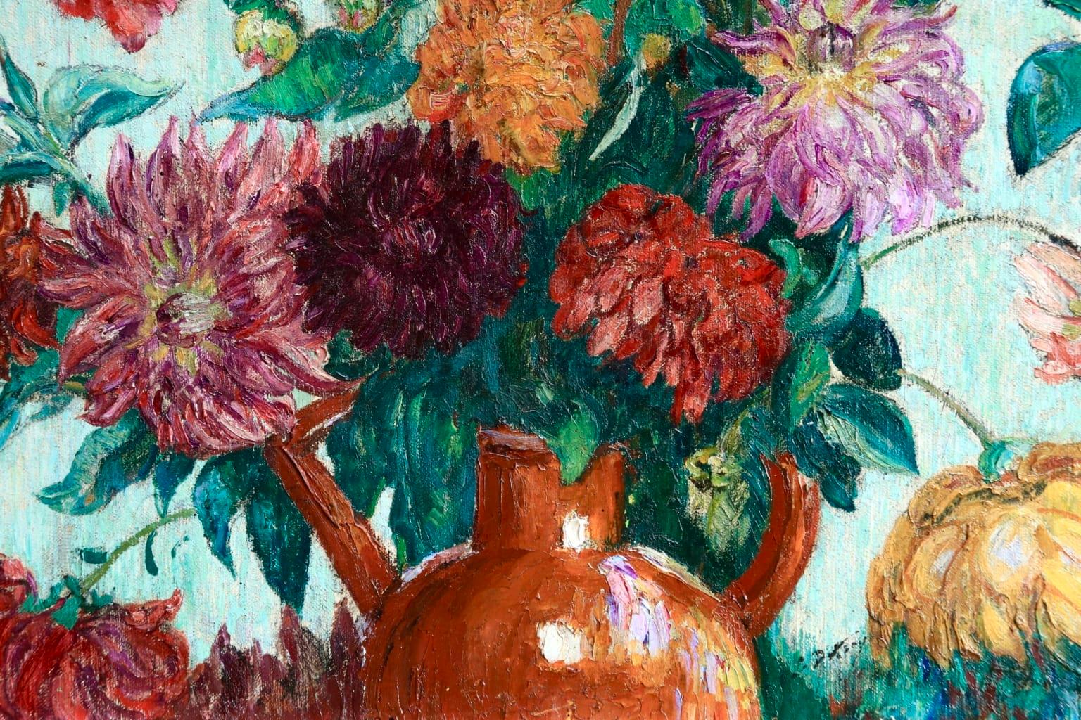 Un grand bouquet de fleurs - Impressionist Oil, Still Life Flowers - Leon Detroy 7