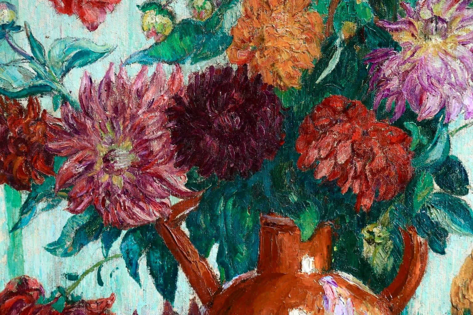 Un grand bouquet de fleurs - Impressionist Oil, Still Life Flowers - Leon Detroy 8