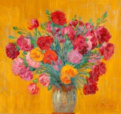 Vase de fleurs - Impressionist Still Life Oil Painting by Leon Detroy