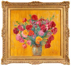 Vase de fleurs - Impressionist Still Life Oil Painting by Leon Detroy