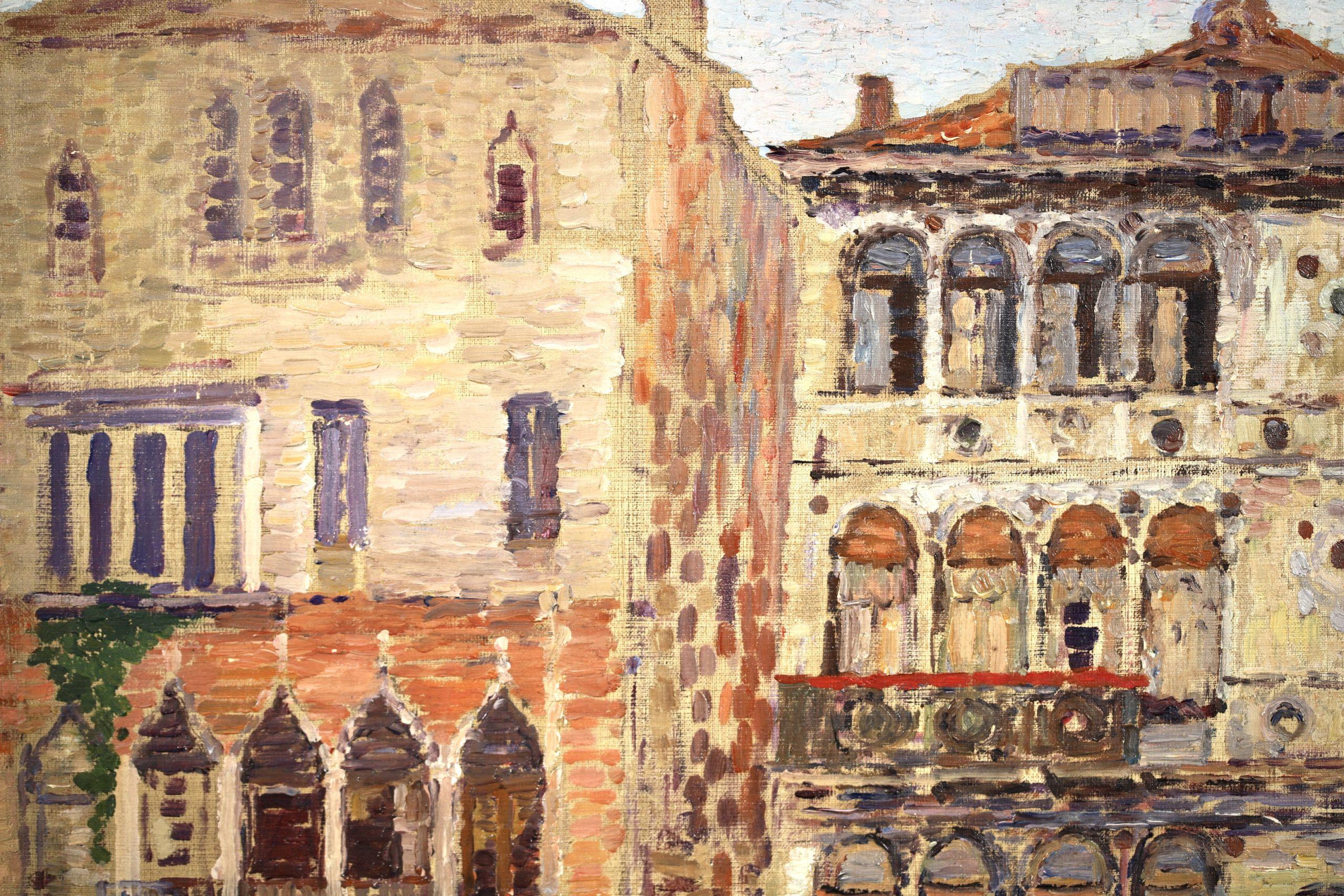 Venise - Paysage vénitien post-impressionniste, peinture à l'huile de Leon Detroy en vente 14
