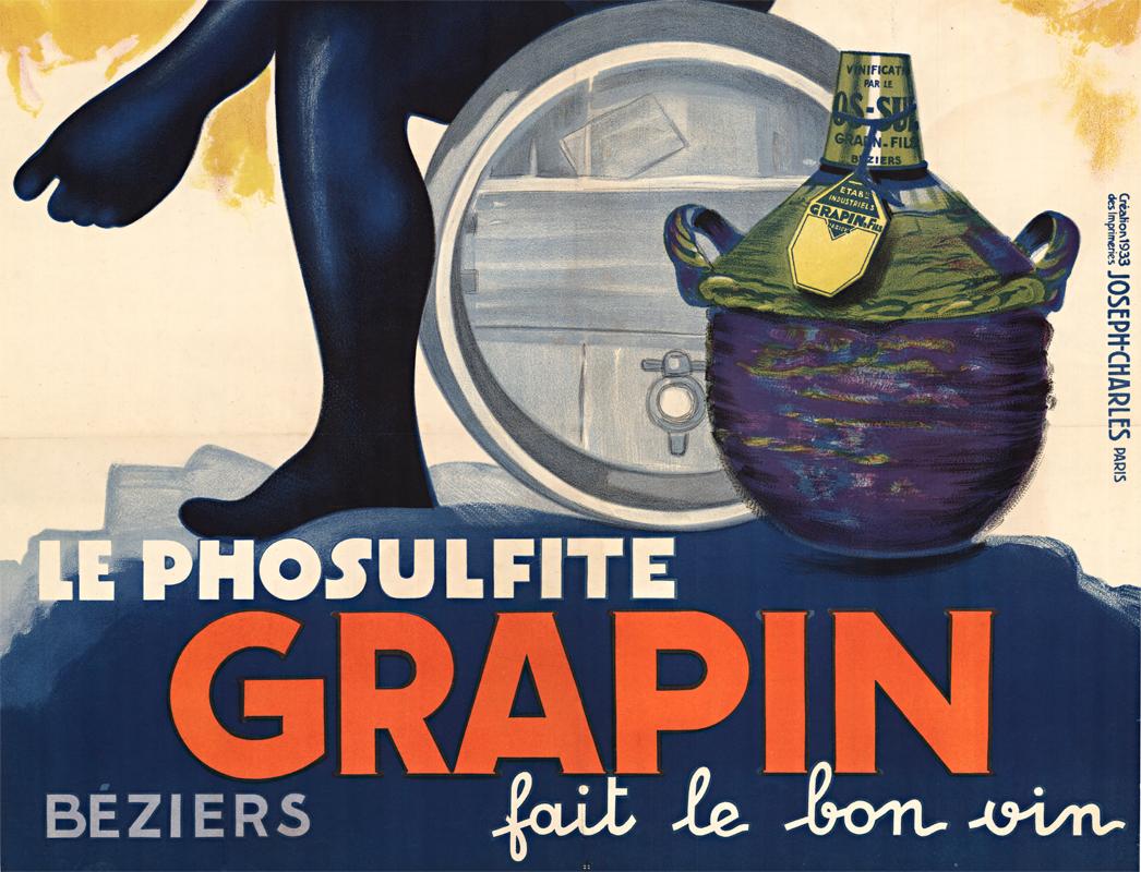 Grapin fait le bon vin, originales französisches Vintage-Poster – Print von Leon Dupin