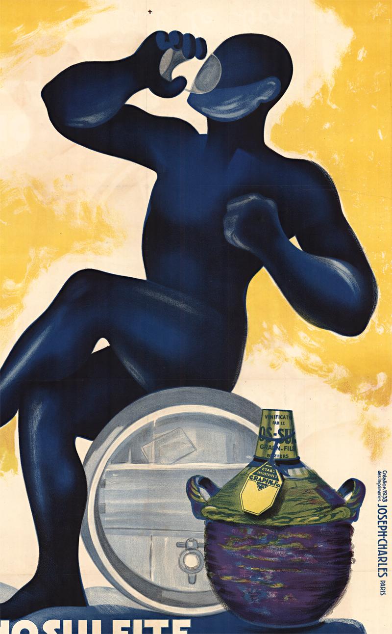 Grapin fait le bon vin, originales französisches Vintage-Poster (Orange), Print, von Leon Dupin