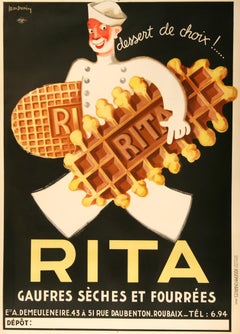 Original Vintage French Rita Biscuits Poster 1933 by Leon Dupin