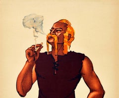Original Vintage Poster Cigarettes Celtiques French Tobacco Smoking Man Artwork