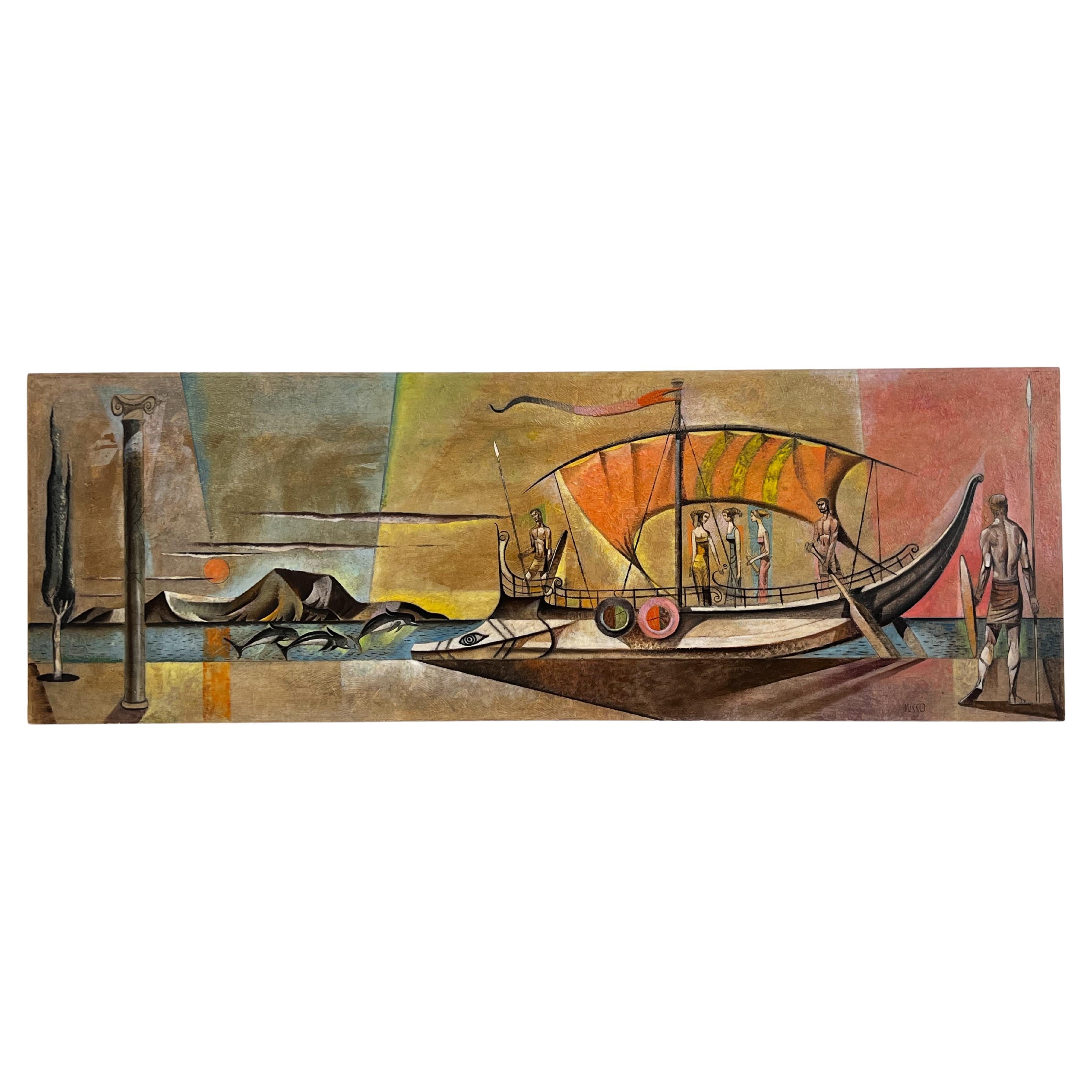 Leon D'Usseau "Dusso" Pittura ad olio originale di grandi dimensioni in vendita