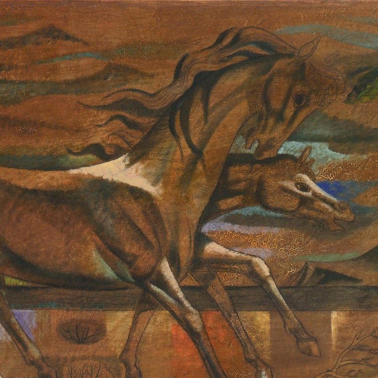 Leon D'Usseau - 'Mare and Foal', Equestrian Modernist Oil, Chouinard,  LACMA, Metropolitan Museum For Sale at 1stDibs