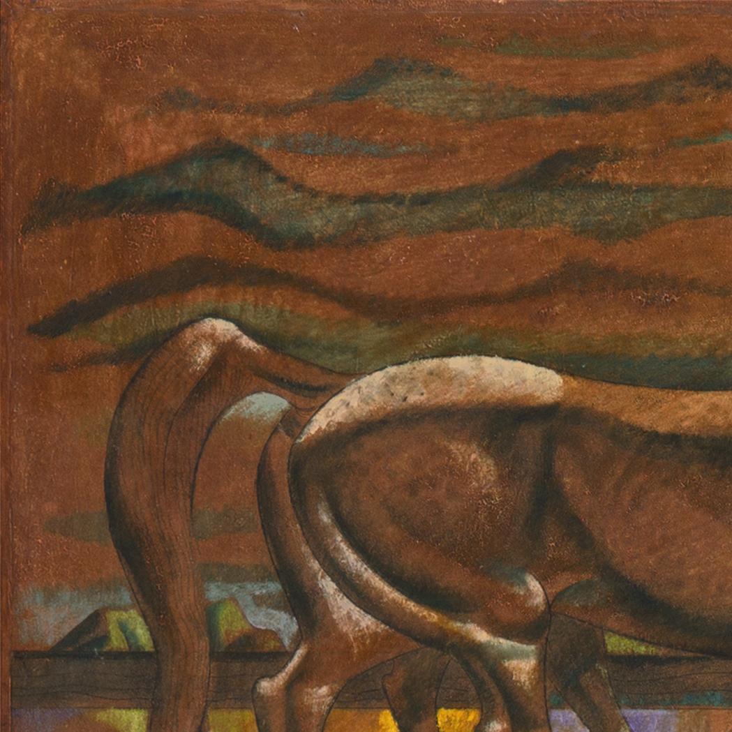 „Mare and Foal“, Reiter-Modernistisches Ölgemälde, Chouinard, LACMA, Metropolitan Museum im Angebot 3