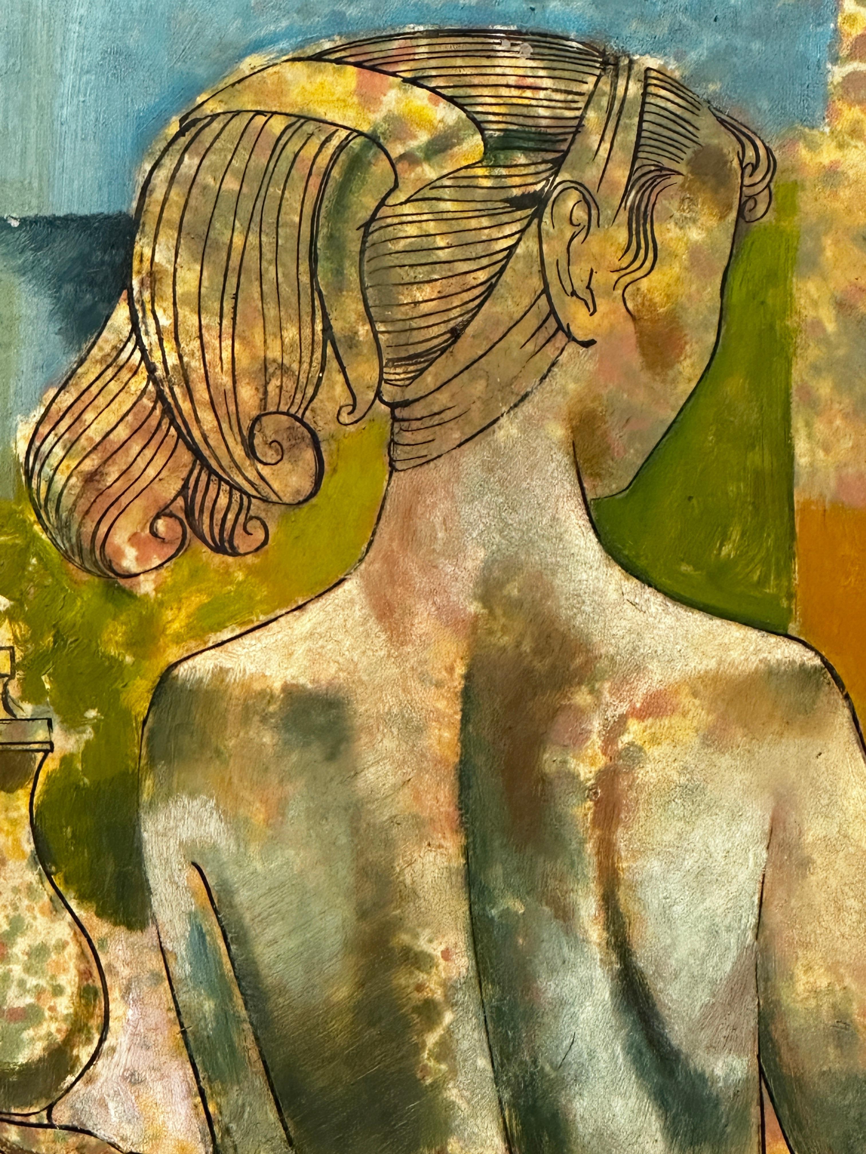 Classic Vertical Nude - Mixed Media by Leon Dusso For Sale 2