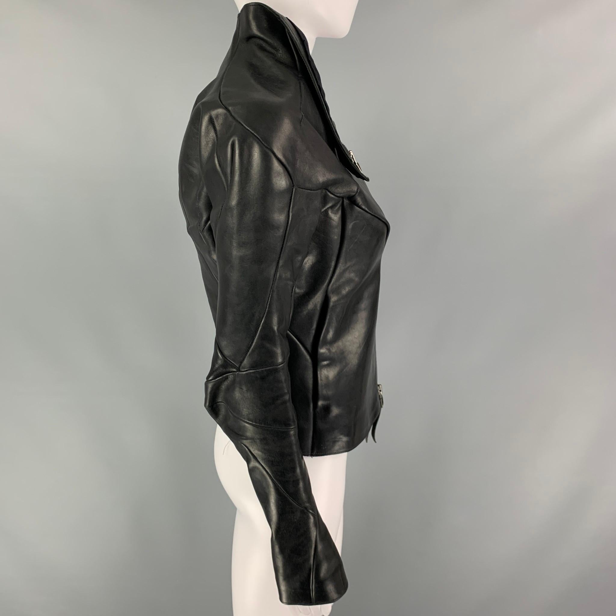 LEON EMANUEL BLANK Size M Black Horsehide Jacket In Excellent Condition In San Francisco, CA