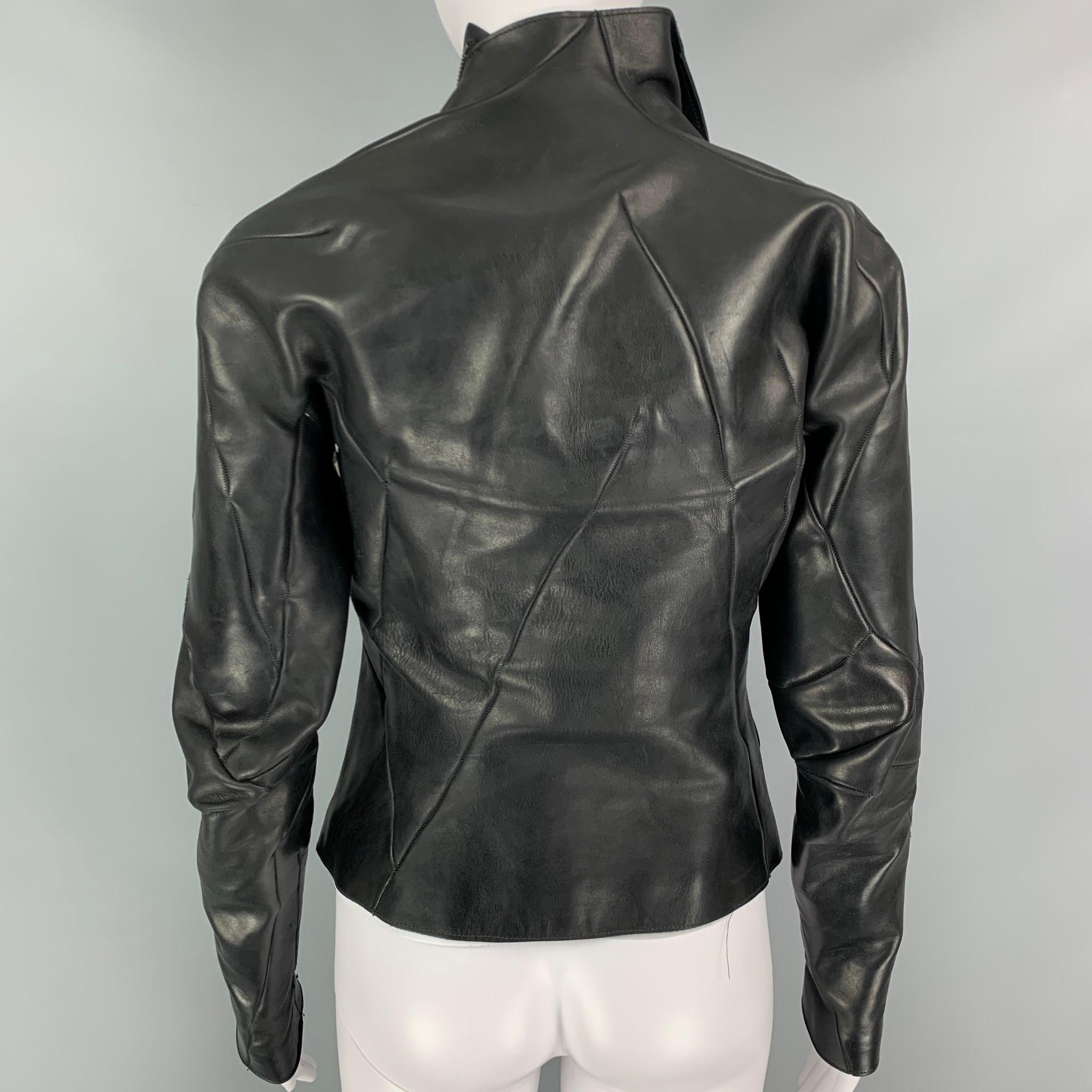 Women's LEON EMANUEL BLANK Size M Black Horsehide Jacket For Sale