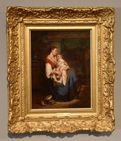 Peinture à l'huile de Leon Emile Caille « Mère et enfant » (Mère et enfant) 