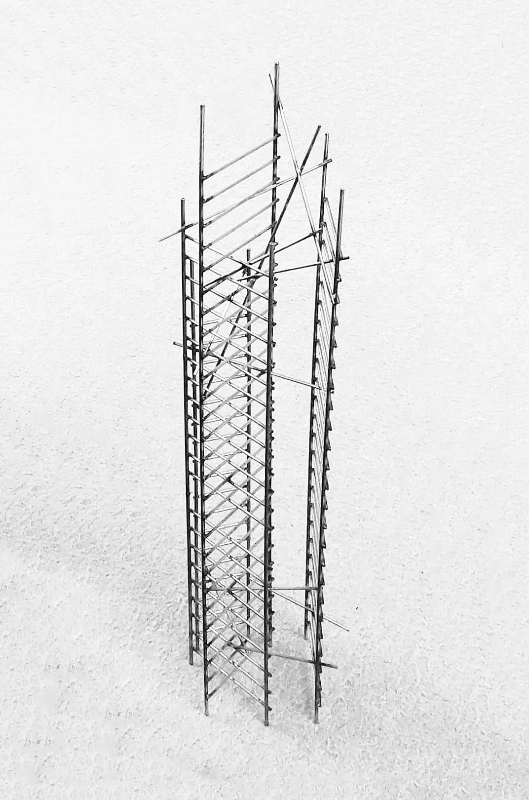 Sans titre (sculpture abstraite originale en acier inoxydable) - Sculpture de Leon Ferrari