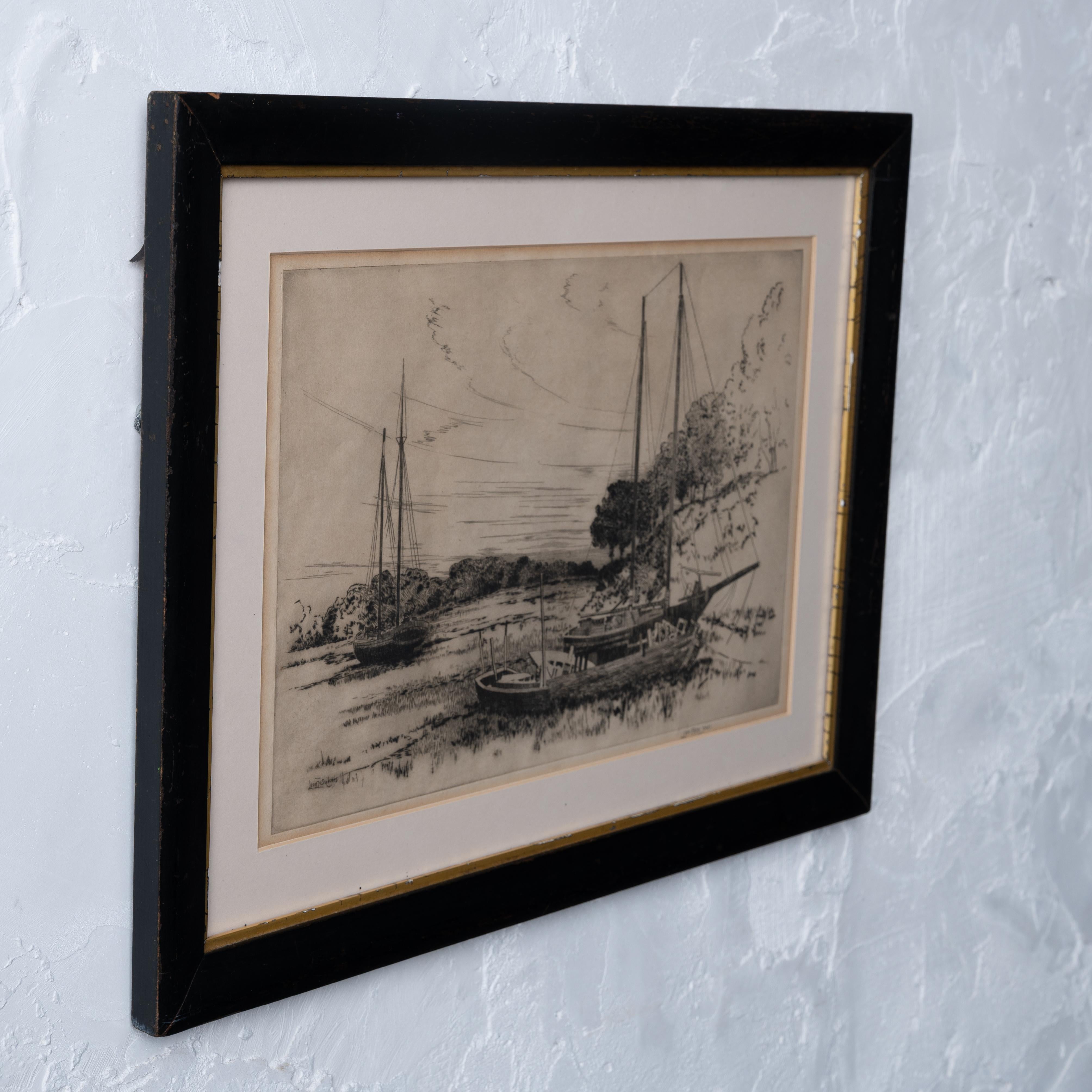 Leon Foster Jones - Aguafuerte de la costa de Nueva York, c.1925 Vidrio en venta