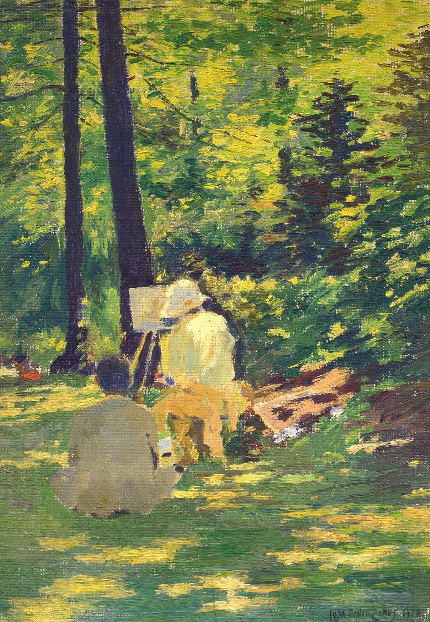 The Artist, American Impressionist, 1928, Oil on Canvas on Board, Painter, Woods