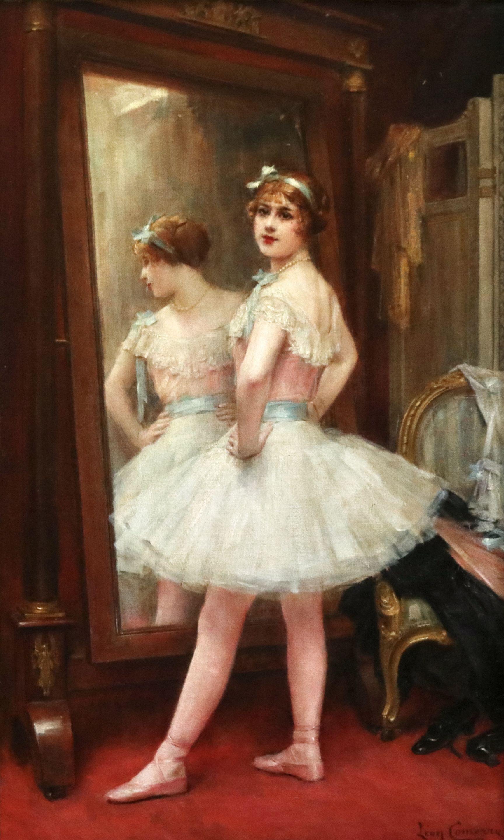 Léon François Comerre Figurative Painting - La Danseuse - 19th Century Oil, Figure of Dancer in Interior by Leon Comerre