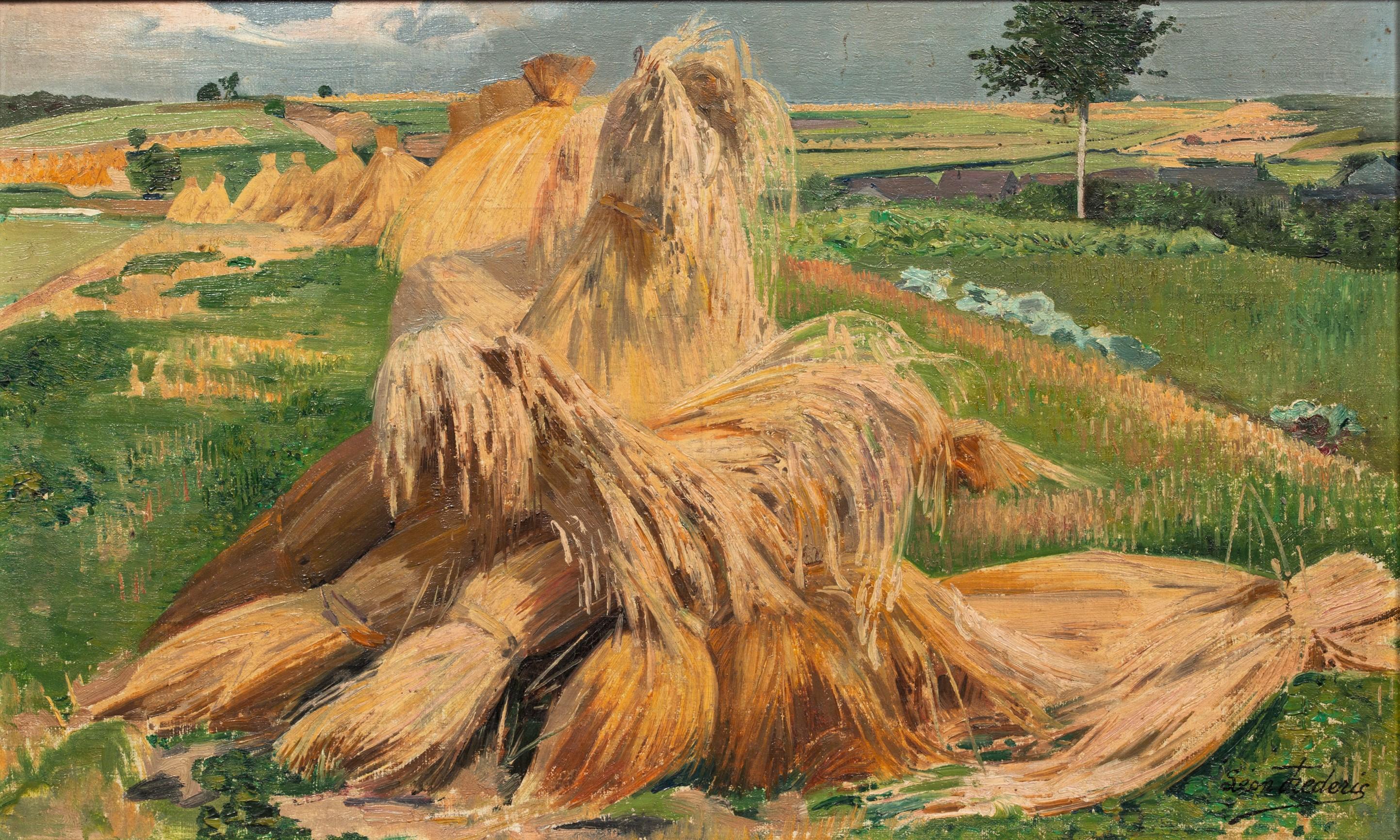 Landscape Painting Léon Frédéric - Paysage à Nafraiture par Léon Frederic (1856 - 1940)
