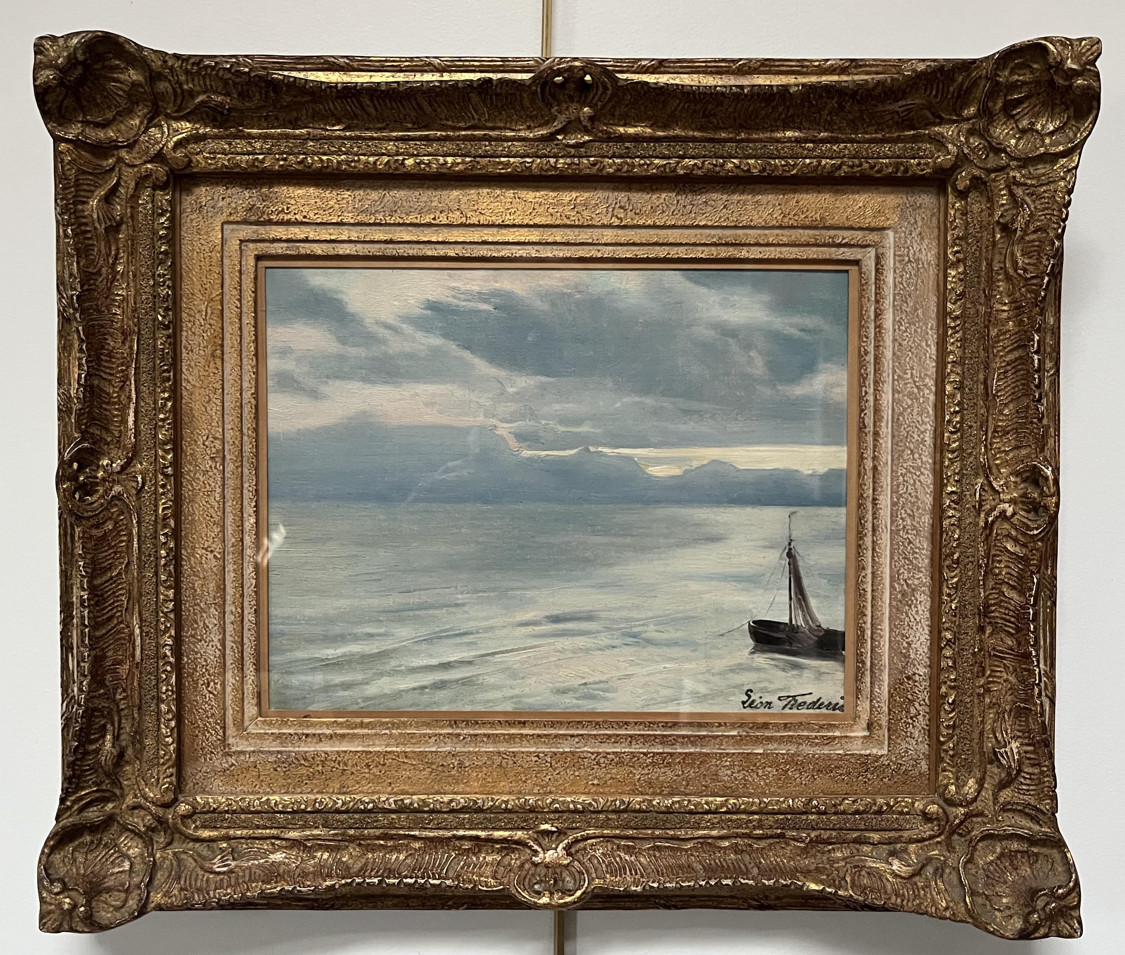 Léon Frédéric (1856-1940) Seestück, Öl signiert im Angebot 1