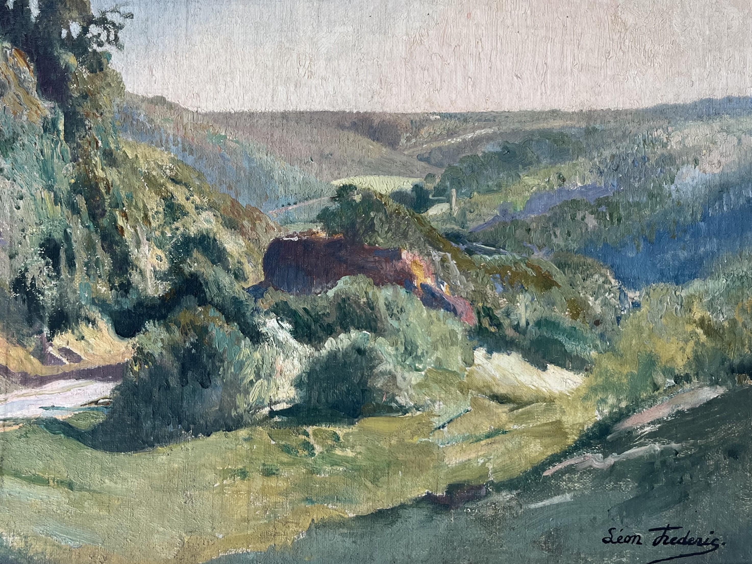 Léon Frédéric (1856-1940)  A Summer landscape, Oil on panel signed For Sale 10