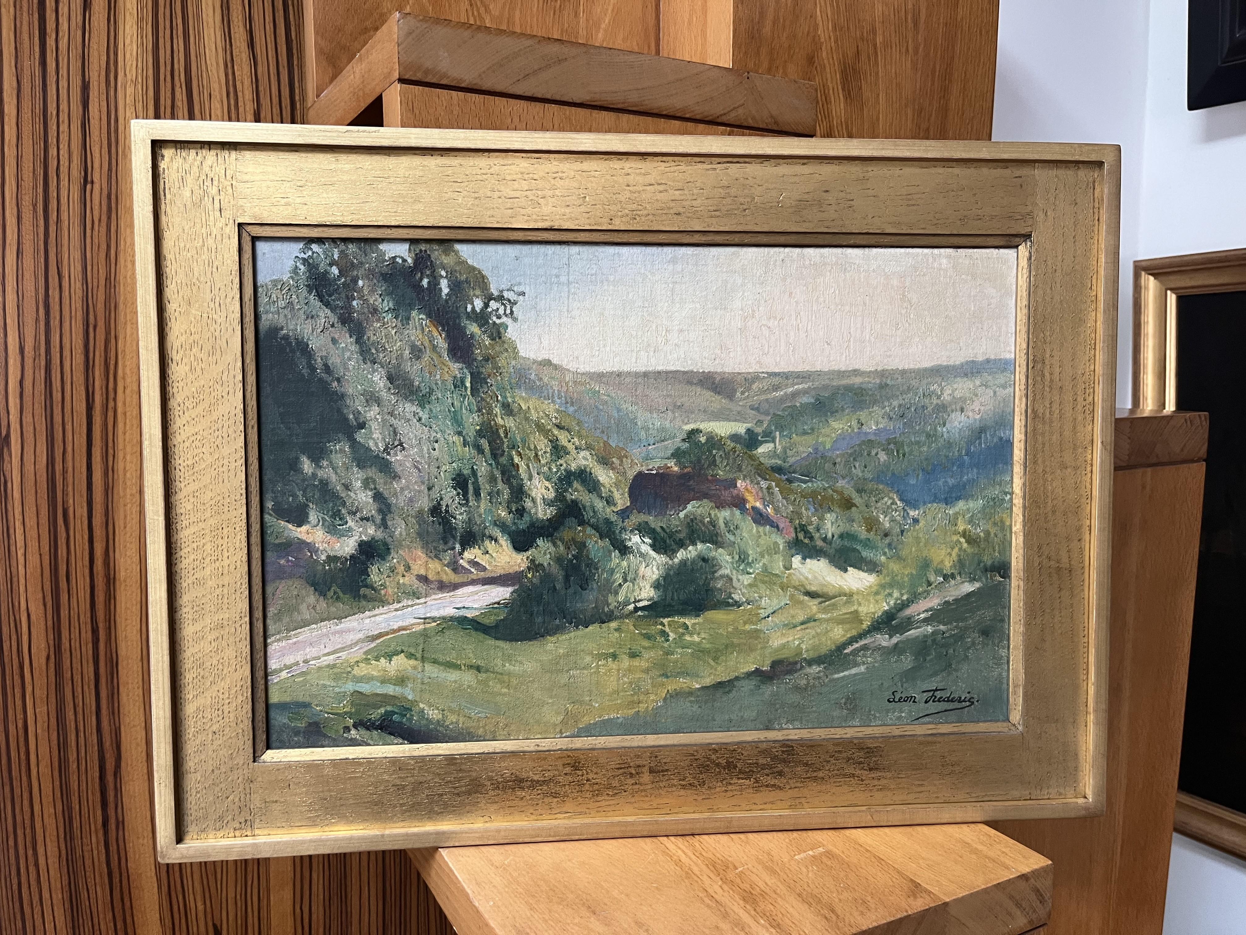 Léon Frédéric (1856-1940)  A Summer landscape, Oil on panel signed For Sale 5