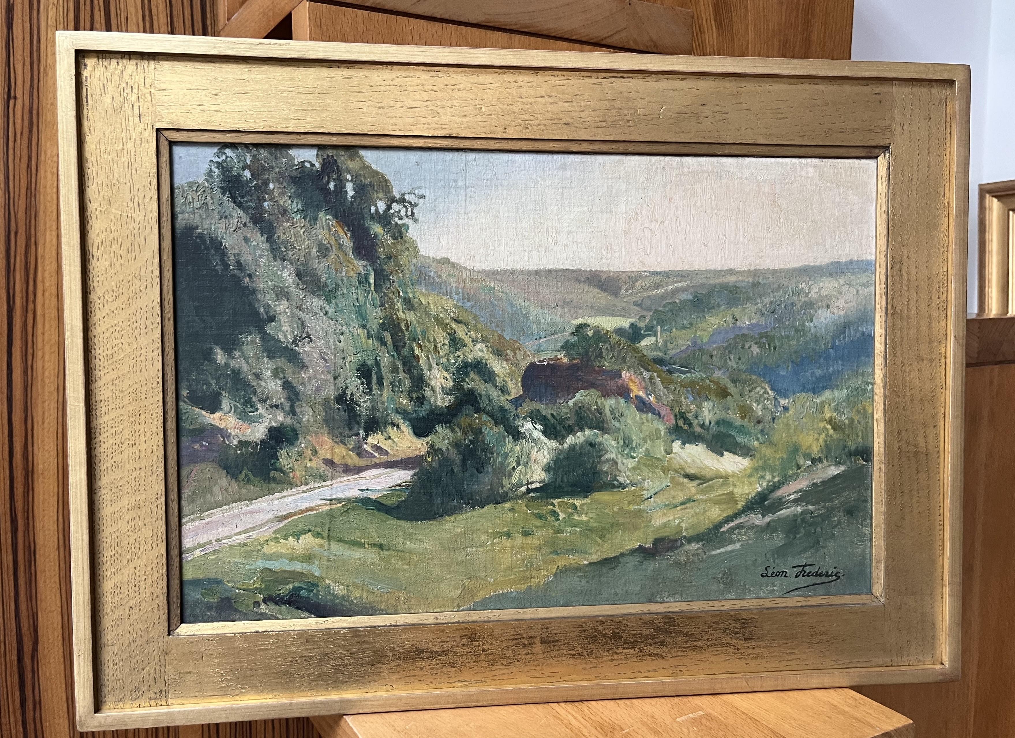 Léon Frédéric (1856-1940)  A Summer landscape, Oil on panel signed For Sale 6