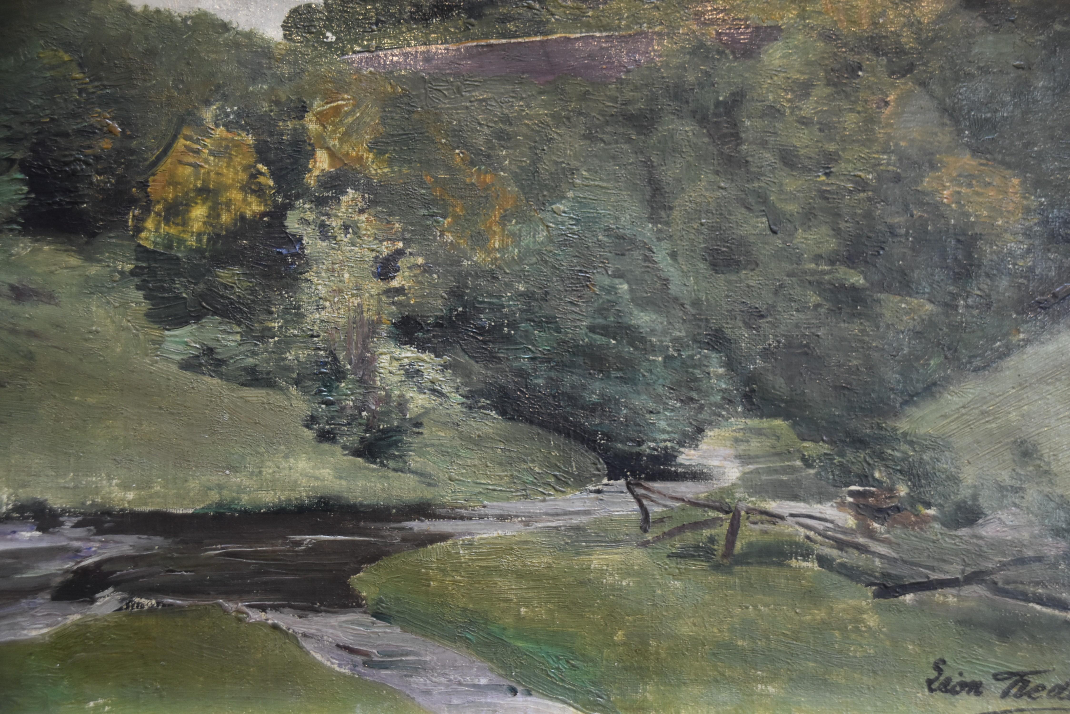 Léon Frédéric (1856-1940)  Landscape in Nafraiture, huile sur toile, signée 6